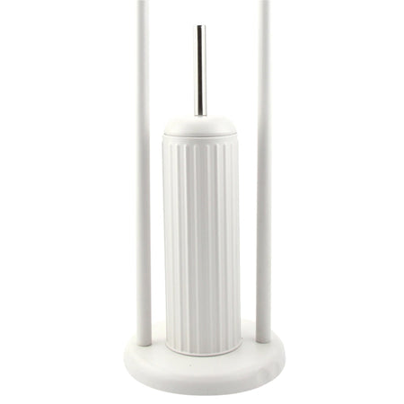 Piantana Porta Rotolo e Scopino Bagno Metallo Smaltato Verniciato Bianco