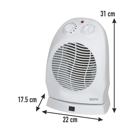 Stufa Termoventilatore Caldo Bagno Oscillante 1000-2000Watt Termostato Regolabile