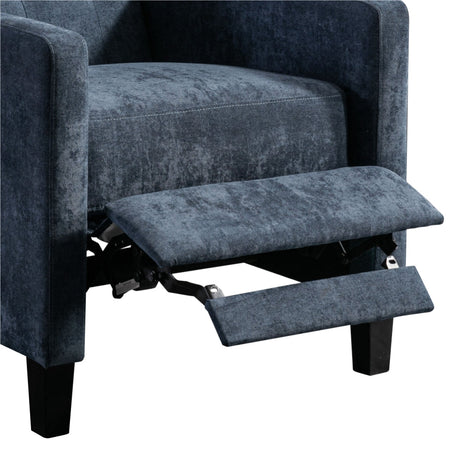 Poltrona Reclinabile Manuale Poggia Piedi Relax Trapuntata con Bottoni Blu