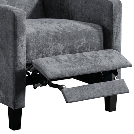 Poltrona Reclinabile Manuale Poggia Piedi Relax Trapuntata con Bottoni Grigio