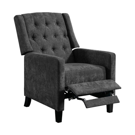 Poltrona Reclinabile Manuale Poggia Piedi Relax Trapuntata con Bottoni Grigio Dark