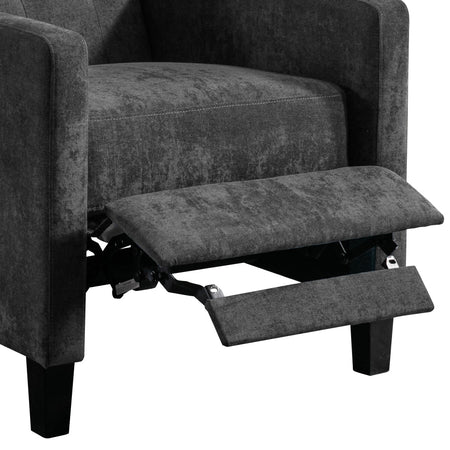 Poltrona Reclinabile Manuale Poggia Piedi Relax Trapuntata con Bottoni Grigio Dark
