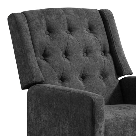 Poltrona Reclinabile Manuale Poggia Piedi Relax Trapuntata con Bottoni Grigio Dark