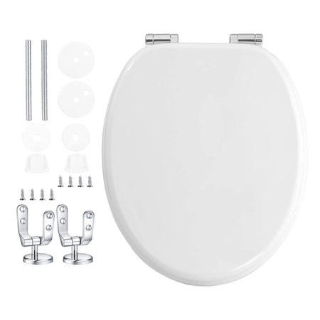 Copri Water Tavoletta WC Universale Legno Mdf Cerniere Cromate Antiruggine