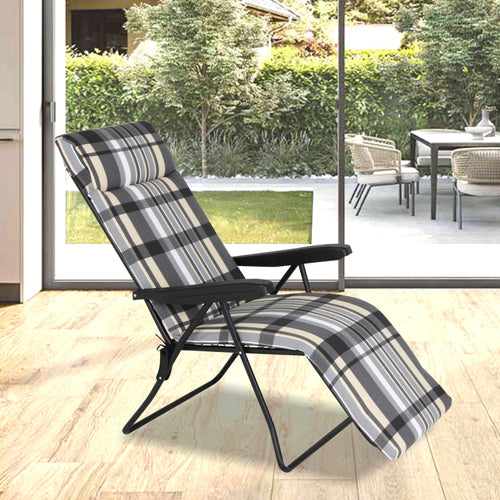 Poltrona Sdraio Automatica Relax Cuscino Anatomico Poggiapiedi 6posizioni Grigio