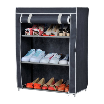 Scarpiera Salvaspazio Struttura Metallo Rivestimento TNT PortaScarpe Antipolvere Grigio