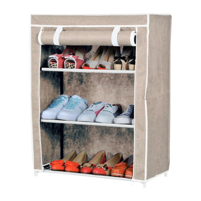 Scarpiera Salvaspazio Struttura Metallo Rivestimento TNT Porta Scarpe Antipolvere Ecrù