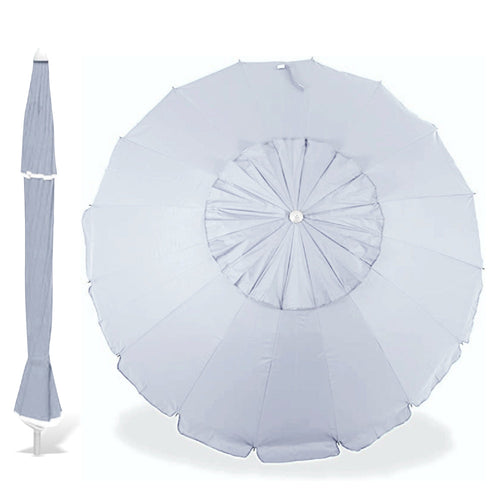 Ombrellone Spiaggia Antivento 16 stecche in fibra di vetro Struttura Alluminio Anti UV 220 Grigio