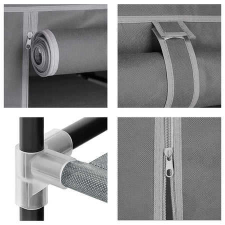 Scarpiera Salvaspazio Struttura Metallo Rivestimento TNT PortaScarpe Antipolvere Grigio