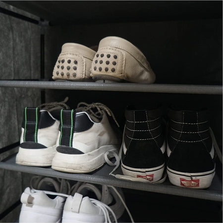 Scarpiera Salvaspazio Struttura Metallo Rivestimento TNT PortaScarpe Antipolvere Grigio