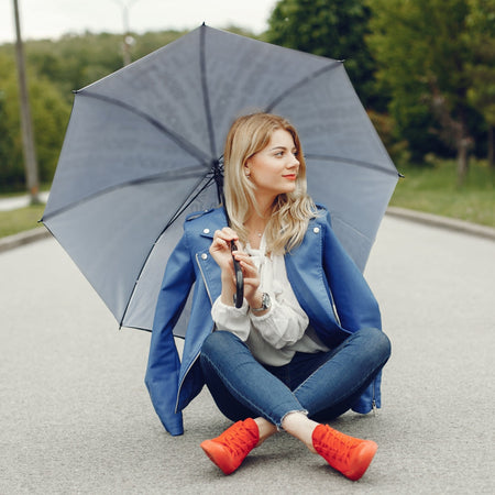 kIT 4 Pz Ombrello Grande Automatico 8 Stecche in Fibra Antivento col. ass