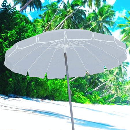 Ombrellone Spiaggia Antivento 16 stecche in fibra di vetro Struttura Alluminio anti UV 240 cm