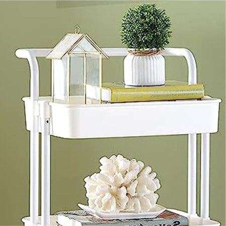 CARRELLO FERRO 3RIP. C/RUOTE CM 35X42.5XH79CM BIANCO