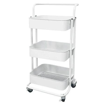 CARRELLO FERRO 3RIP. C/RUOTE CM 35X42.5XH79CM BIANCO