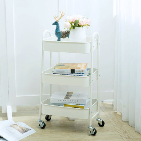 CARRELLO 3 RIPIANI C/RUOTE 42X29 H 78.5 CM Bianco