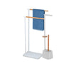 Piantana Bagno 2 braccia + Piantana Porta Scopino e Carta Bianco e Legno Bambù