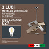 Lampadario Sospensione Metallo Verniciato Molly 3 Luci E27 Bianco/Tortora