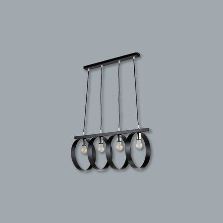 Lampadario Sospensione Metallo verniciato Barbara 4 Luci E27 Nero/Cromo