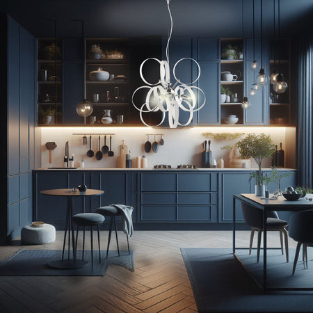 Lampadario Sospensione Metallo verniciato Bolle 3 Luci E14 Bianco/Cromo