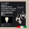 Lampadario Sospensione Metallo verniciato Stefy 3 Luci E27 Cromo/Satinato