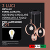 Lampadario Sospensione Metallo verniciato Stefy 3 Luci E27 Rame/Satinato