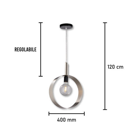 Lampadario Sospensione Metallo Verniciato Stefy  1 Luce E27 Cromo/Satinato