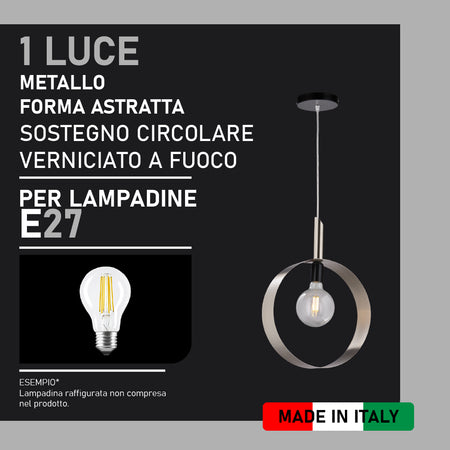 Lampadario Sospensione Metallo Verniciato Stefy  1 Luce E27 Cromo/Satinato