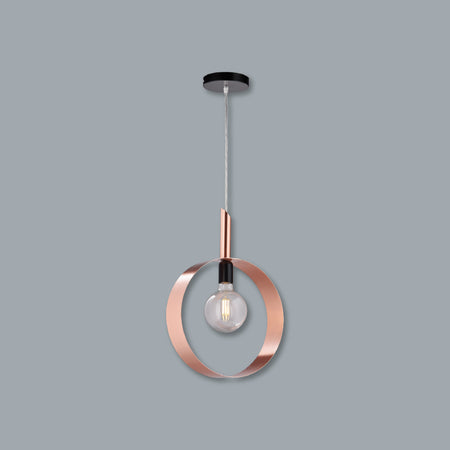 Lampadario Sospensione Metallo Verniciato Stefy  1 luce E27 Rame/Satinato