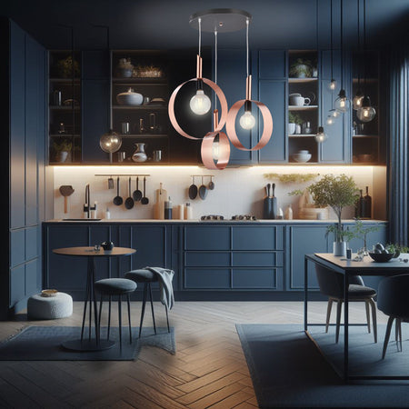 Lampadario Sospensione Metallo verniciato Stefy 3 Luci E27 Rame/Satinato