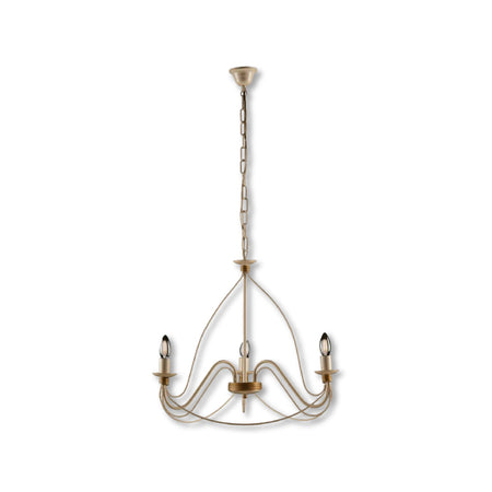 Lampadario Sospensione Metallo Verniciato Assia  3 luci E14 Avorio Oro Classico