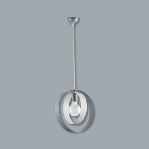 Lampadario Sospensione 1luce Metallo Verniciato Lavorato a Mano Bianco Cromo