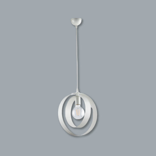 Lampadario Sospensione 1luce Metallo Verniciato Lavorato a Mano Bianco