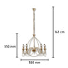 Lampadario Sospensione Metallo Verniciato Assia 5 luci E14 Avorio Oro Classico