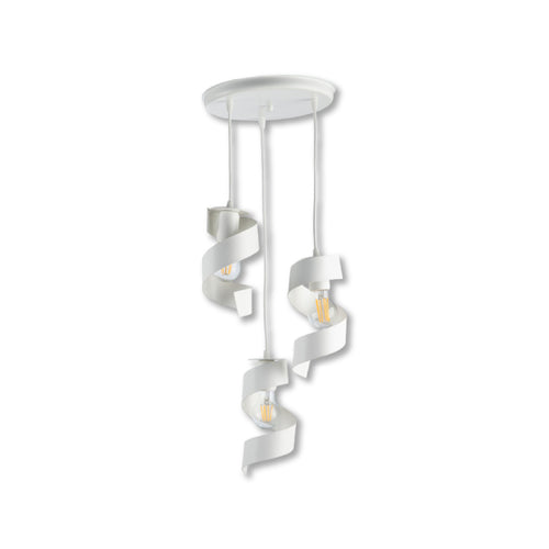 Lampadario a Sospensione in Metallo Verniciato 3 Luci E27 Regolabile Bianco