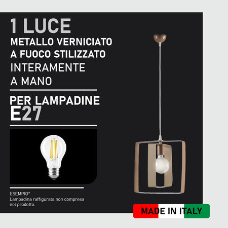 Lampadario a Sospensione in Metallo Verniciato a Fuoco Stilizzato a Mano Regolabile Avorio Tortora