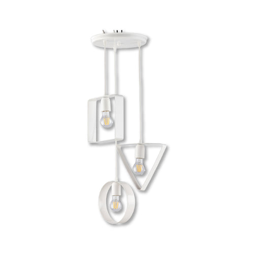 Lampadario 3Luci Metallo Verniciato e sagomato Moderno Altezza Regolabile Bianco