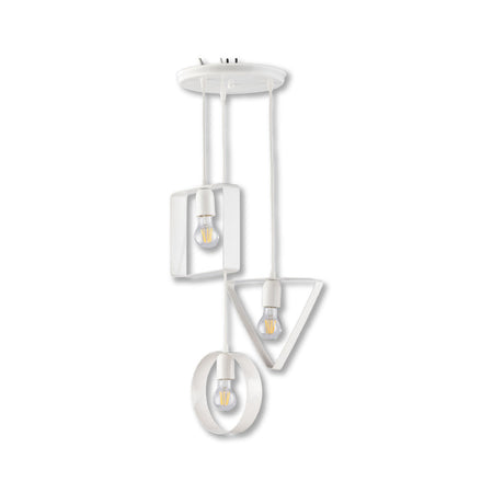 Lampadario 3Luci Metallo Verniciato e sagomato Moderno Altezza Regolabile Bianco