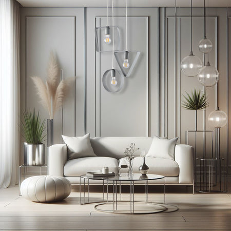 Lampadario 3Luci Metallo Verniciato e sagomato Moderno Altezza Regolabile Grigio