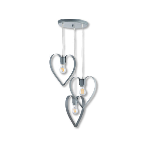 Lampadario Sospensione Metallo Stilizzato a Mano 3Luci E27 regolabile Grigio