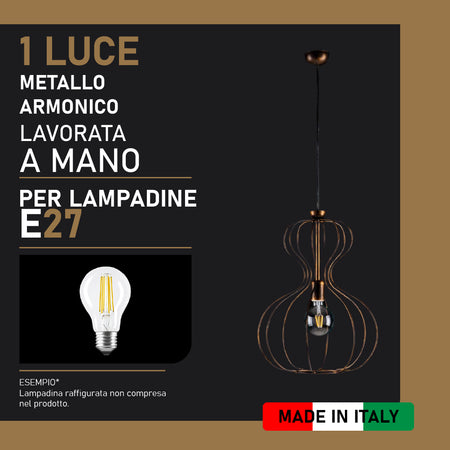 Lampadario a Sospensione Metallo Verniciato Giuli 1 luce Nero/Argento