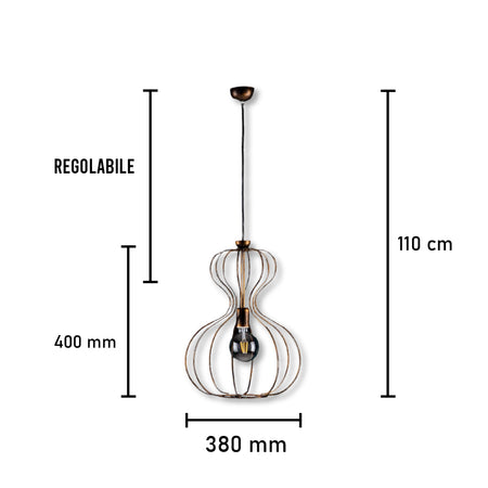 Lampadario a Sospensione Metallo Verniciato Giuli 1 luce Nero/Argento
