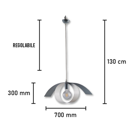 Lampadario Sospensione Metallo Verniciato Gegge  1 luce E27 Bianco/Grigio