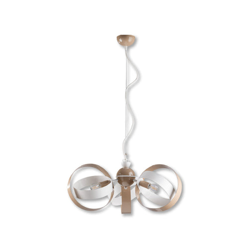 Lampadario Sospensione Metallo Verniciato Forma Astratta 3 luci E14 Valeria BiancoTortora