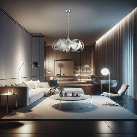 Lampadario Sospensione Metallo Verniciato  Valeria 5 luci E14 Bianco
