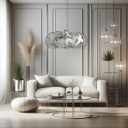 Lampadario Sospensione Metallo Verniciato  Valeria 5 luci E14 Bianco
