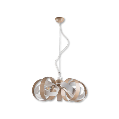 Lampadario Sospensione Metallo Verniciato Valeria  5 luci E14 Bianco/Tortora