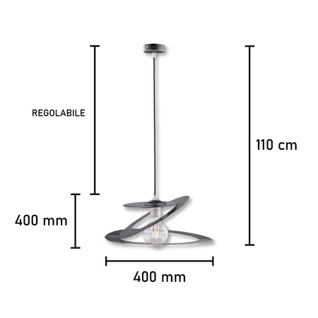 Lampadario a Sospensione Metallo Verniciato Susy 1 luce Nero/Argento