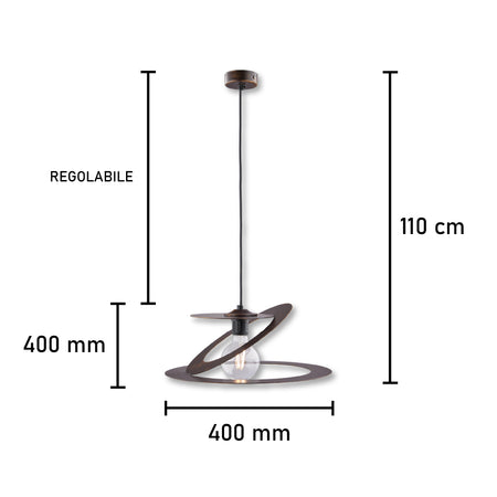 Lampadario Sospensione Metallo Verniciato Susy  1 luce E27 Marrone/Oro