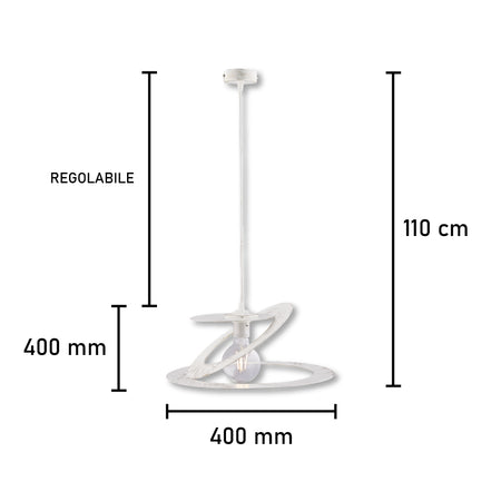 Lampadario Sospensione  Metallo Verniciato  1 luce E27 Bianco/Oro