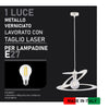 Lampadario Sospensione  Metallo Verniciato  1 luce E27 Bianco/Oro